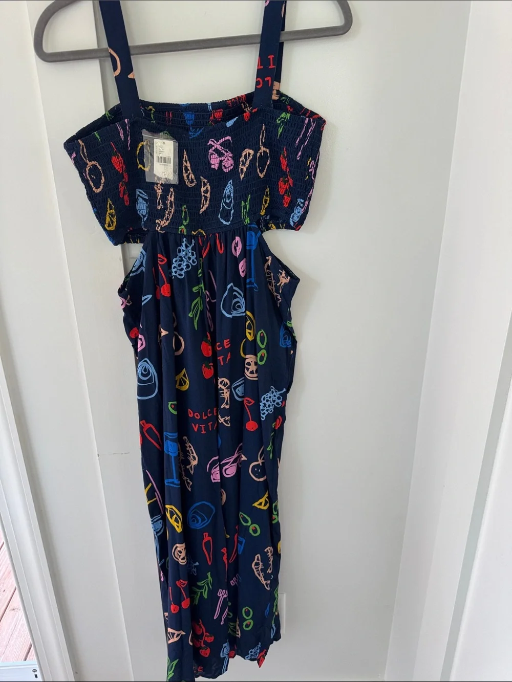 NWT Anthropologie Calendine Jordan Nickson Square-Neck Smocked Cutout Jumpsuit S